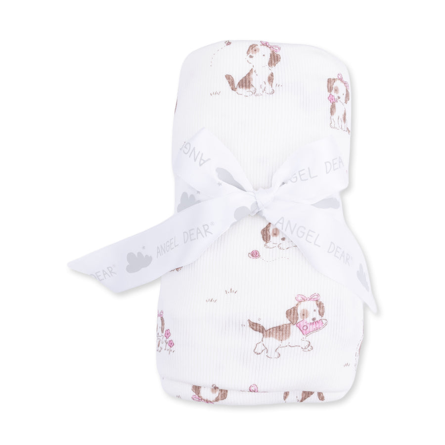 Bamboo Swaddle Blanket - Explorer Puppy - Pink