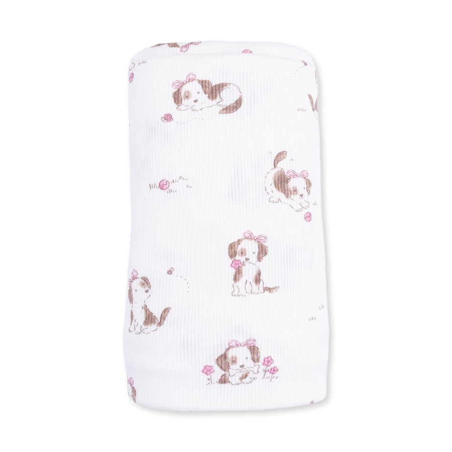 Bamboo Swaddle Blanket - Explorer Puppy - Pink