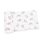 Bamboo Swaddle Blanket - Explorer Puppy - Blue