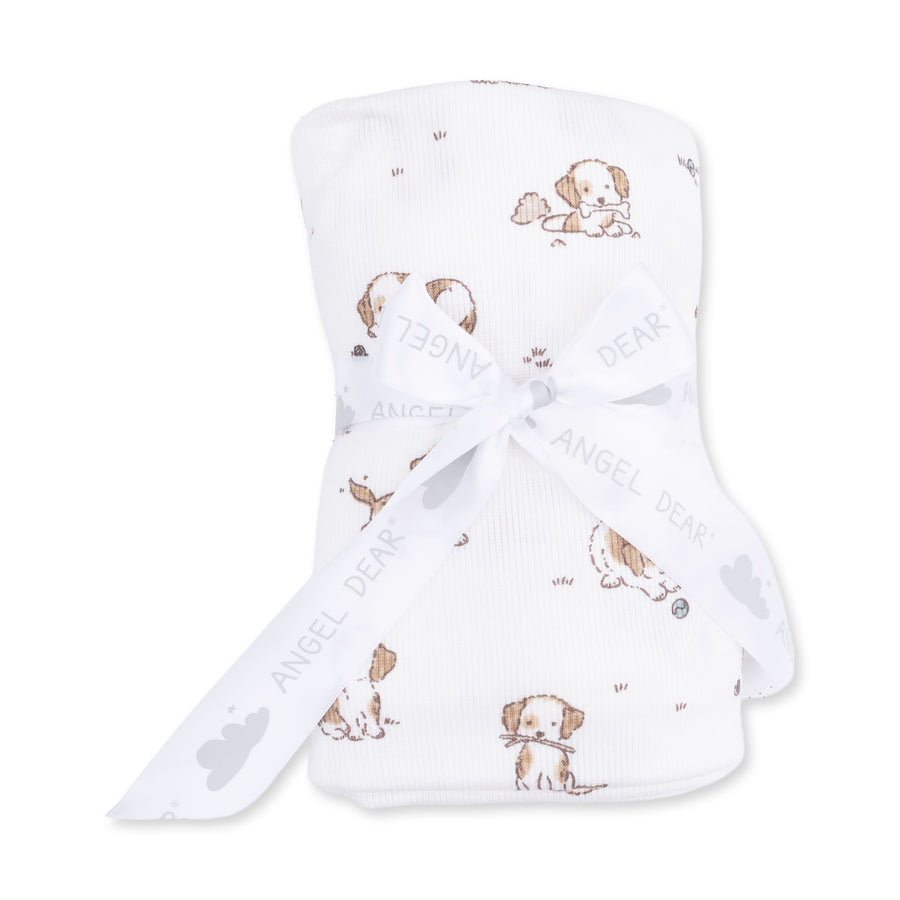 Bamboo Swaddle Blanket - Explorer Puppy - Blue