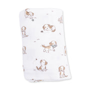Bamboo Swaddle Blanket - Explorer Puppy - Blue