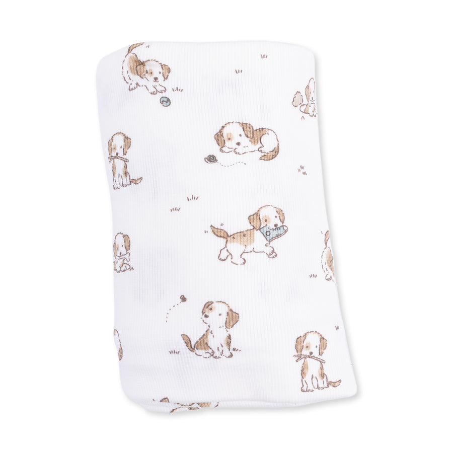 Bamboo Swaddle Blanket - Explorer Puppy - Blue