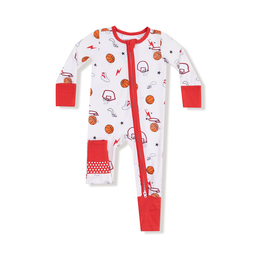 Bamboo Zipper Romper - Basketball Uni