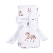 Bamboo Swaddle Blanket - I Love Horses