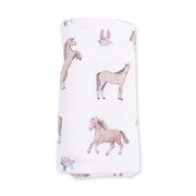 Bamboo Swaddle Blanket - I Love Horses