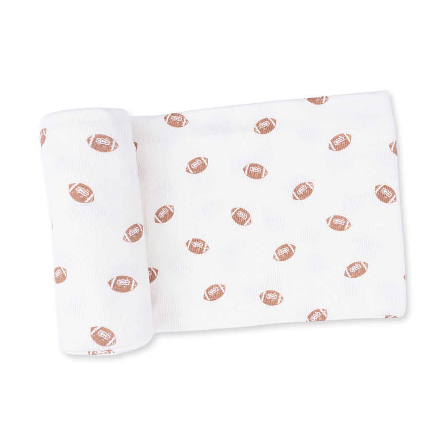 Bamboo Swaddle Blanket -  Mini Footballs