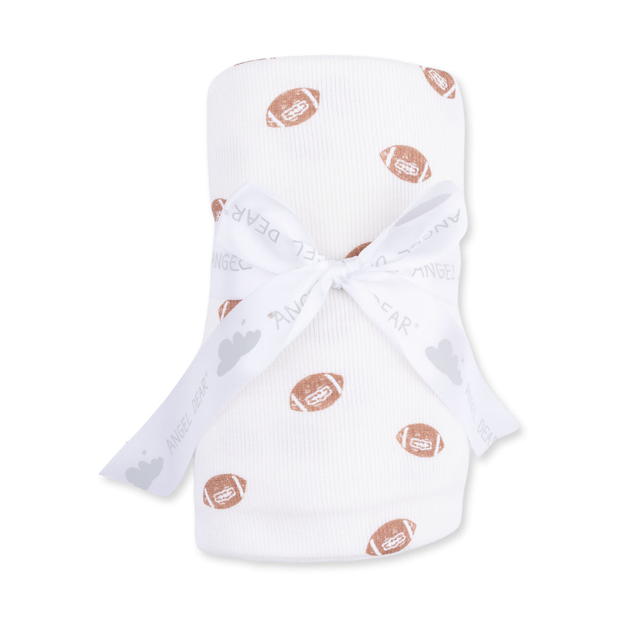Bamboo Swaddle Blanket -  Mini Footballs