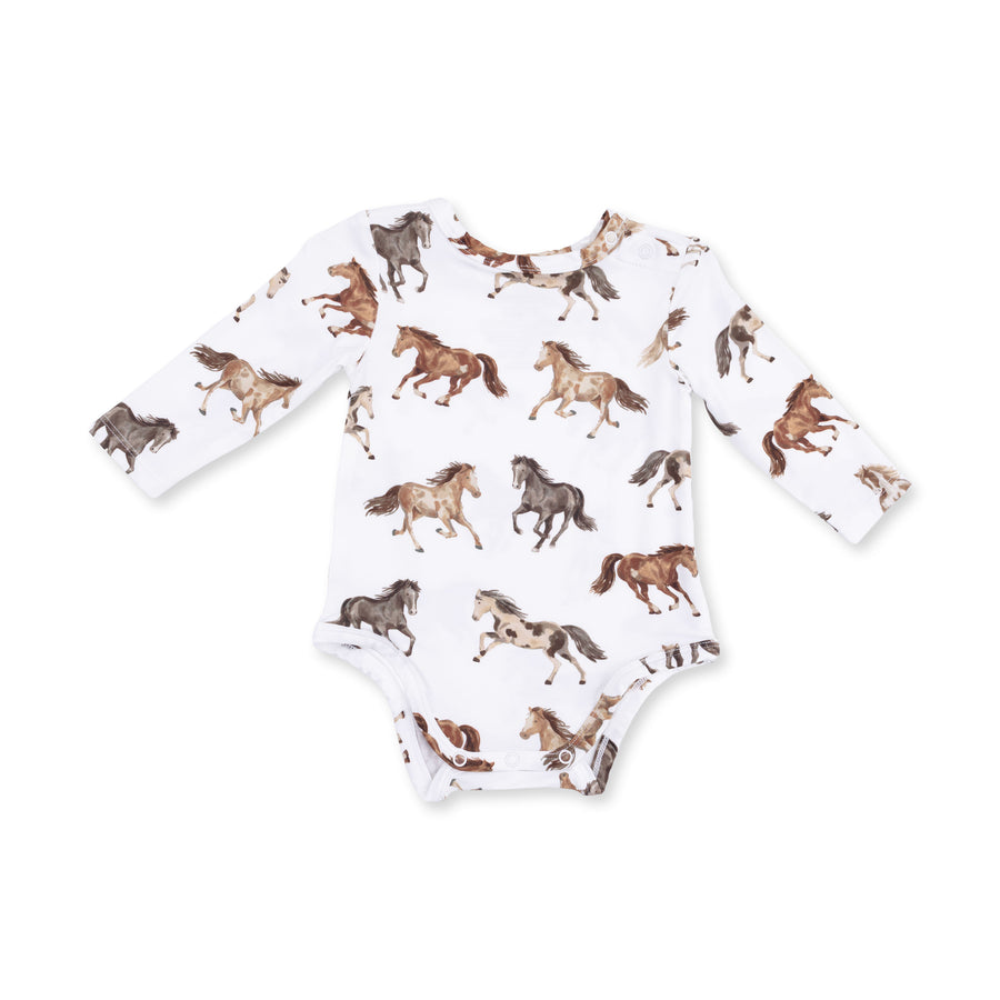 Long Sleeve Bodysuit - Wild Horses