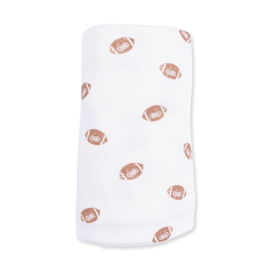 Bamboo Swaddle Blanket -  Mini Footballs