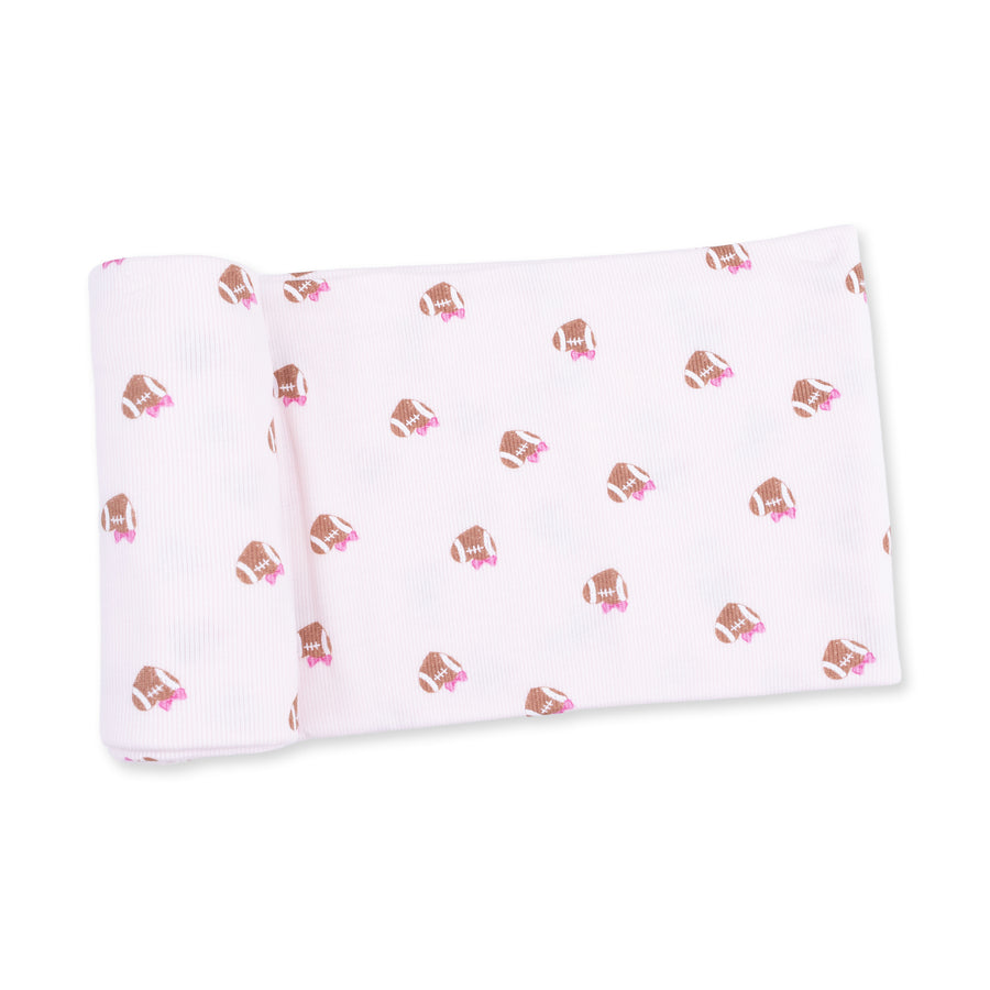 Bamboo Swaddle Blanket -  Mini Football Hearts