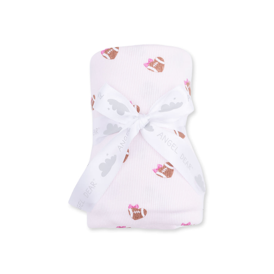 Bamboo Swaddle Blanket -  Mini Football Hearts