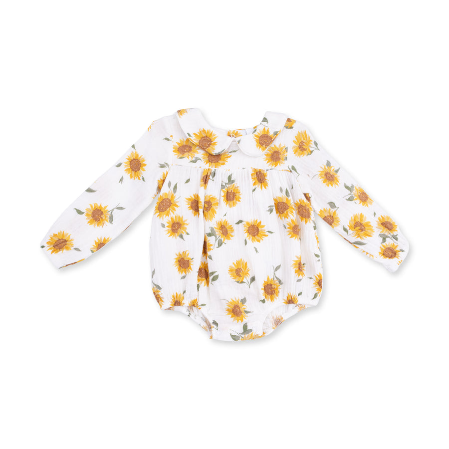 Classic Bubble with Peter Pan Collar - Baby Sunflower