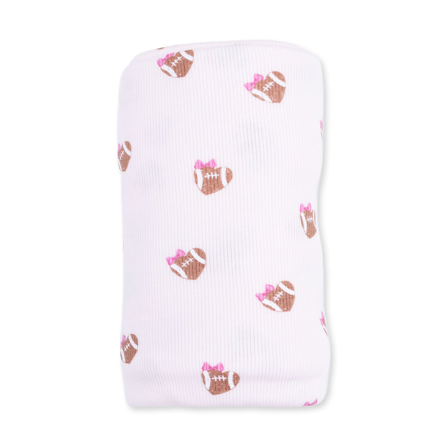 Bamboo Swaddle Blanket -  Mini Football Hearts