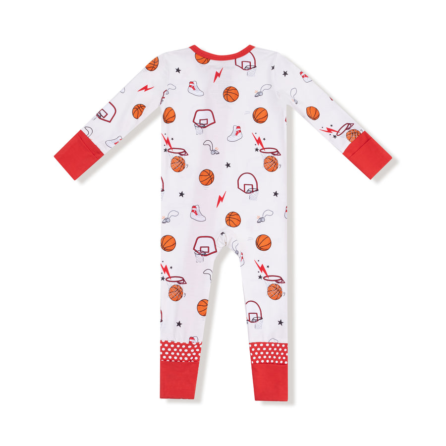 Bamboo Zipper Romper - Basketball Uni