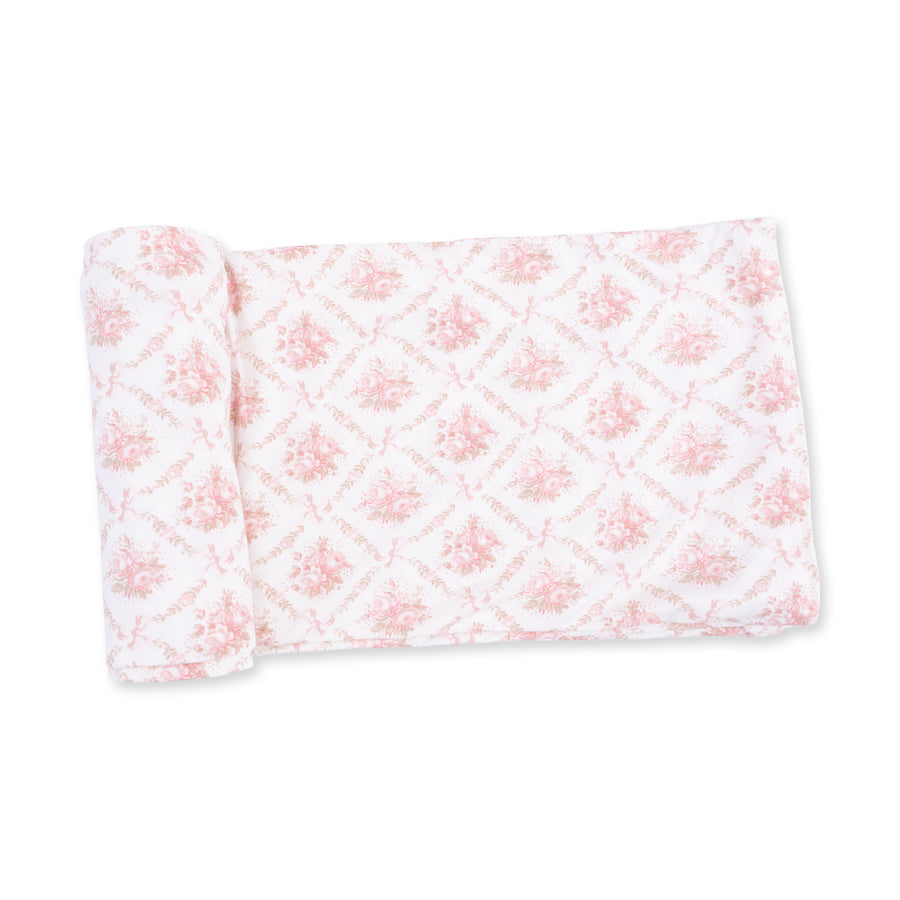 Bamboo Swaddle Blanket -  Rose Bow Lattice