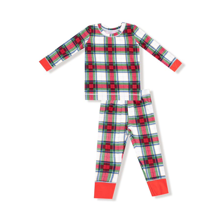 Long Sleeve Bamboo Loungewear Set - Holiday Plaid