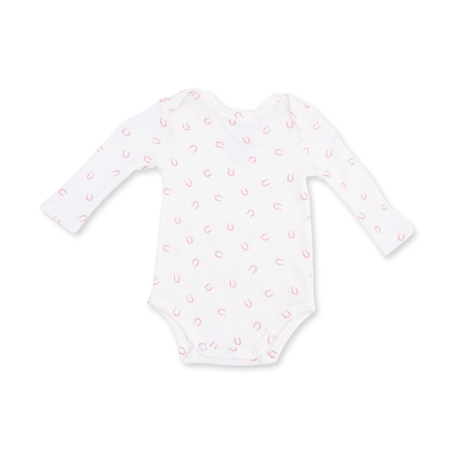 Long Sleeve Bodysuit -  Little Horseshoes - Pink