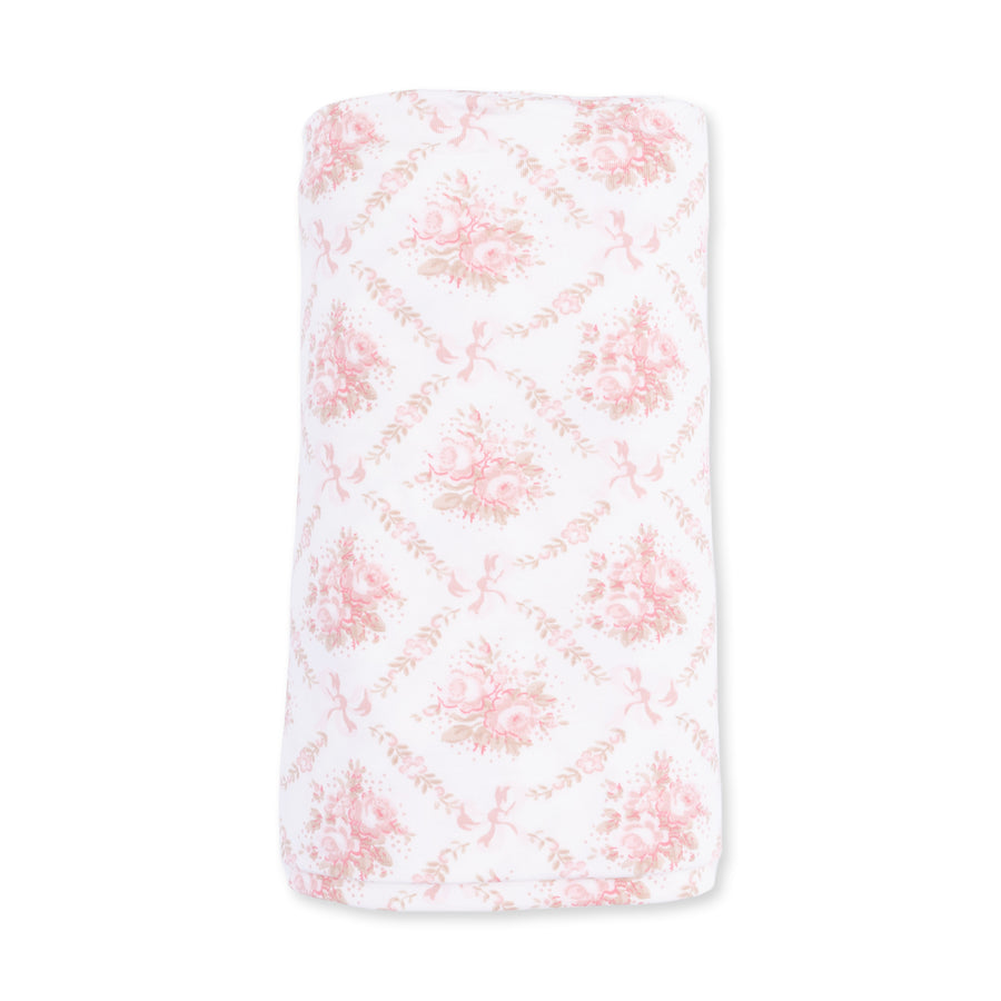 Bamboo Swaddle Blanket -  Rose Bow Lattice
