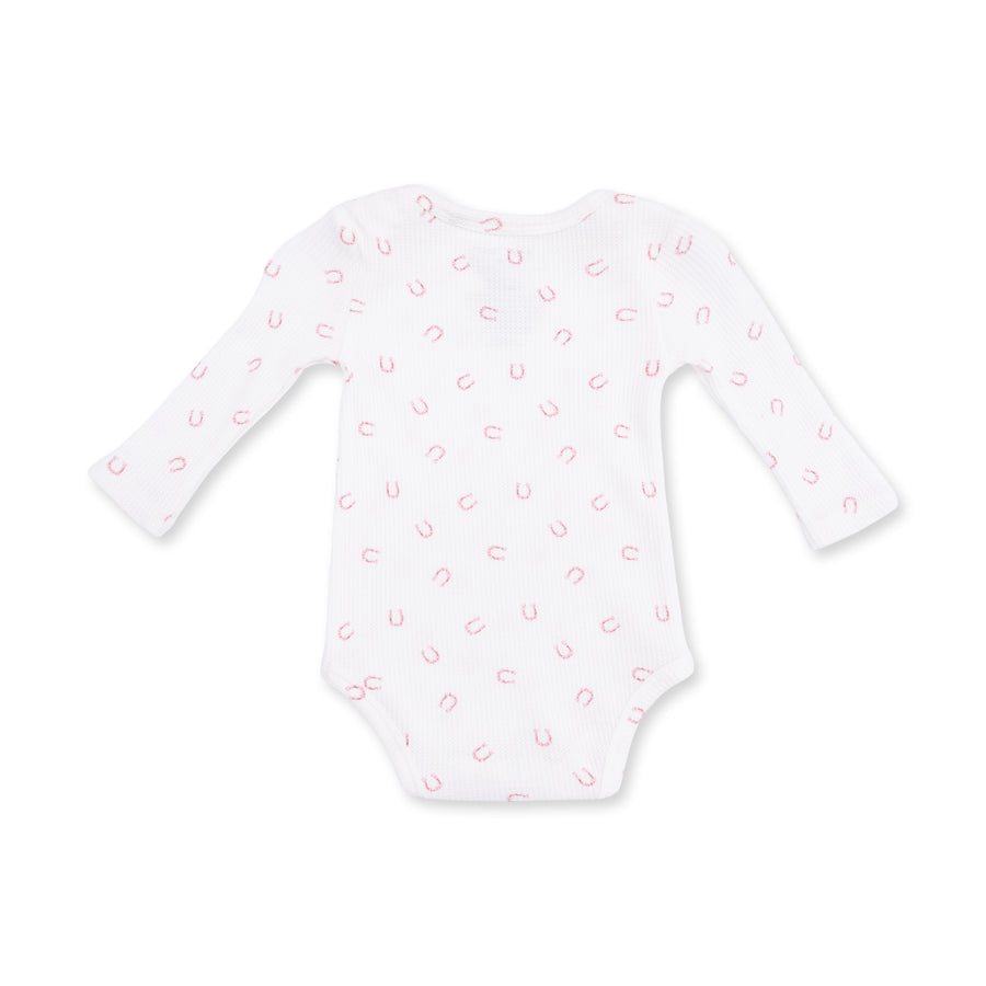 Long Sleeve Bodysuit -  Little Horseshoes - Pink