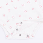 Long Sleeve Bodysuit -  Little Horseshoes - Pink