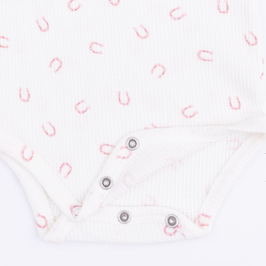 Long Sleeve Bodysuit -  Little Horseshoes - Pink