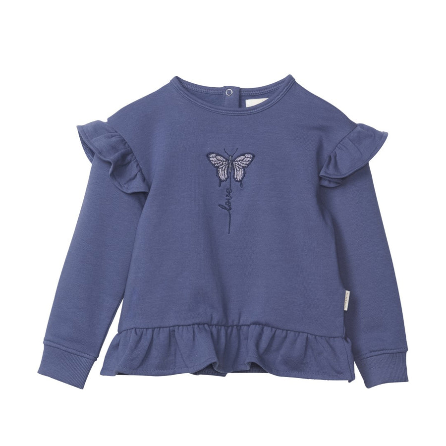 Ruffle Sweatshirt - Vintage Indigo Love