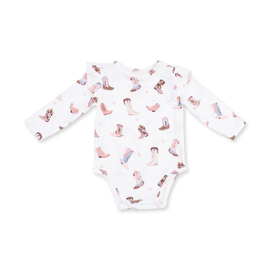 Ruffle Sleeve Bodysuit with Shoulder Snap -  Buckarette Boots