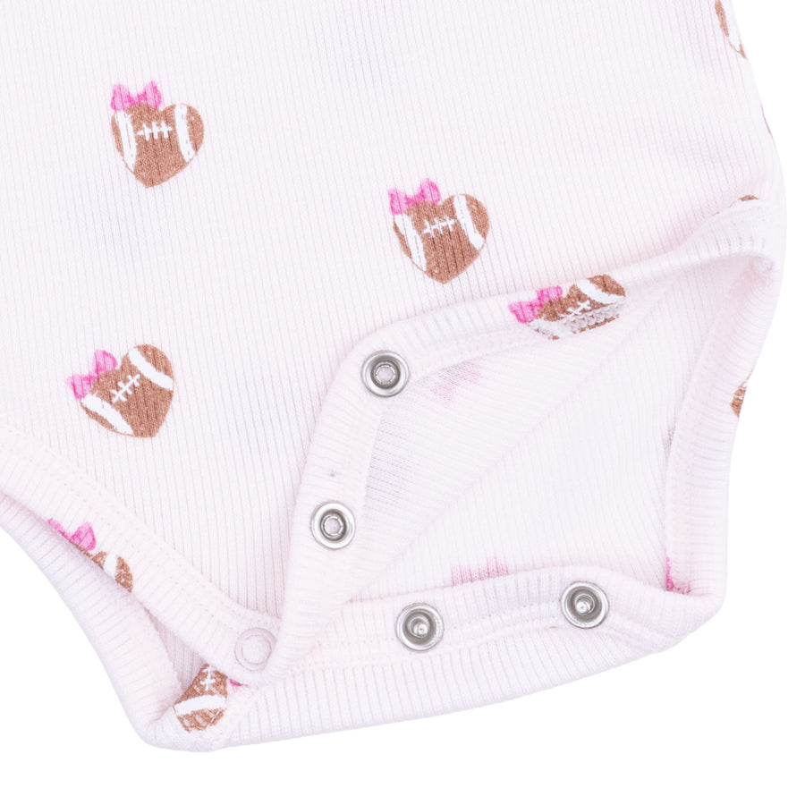 Long Sleeve Bodysuit -  Mini Football Hearts