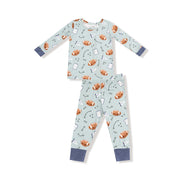 Long Sleeve Bamboo Loungewear Set - Touchdown Time - Grey Mist