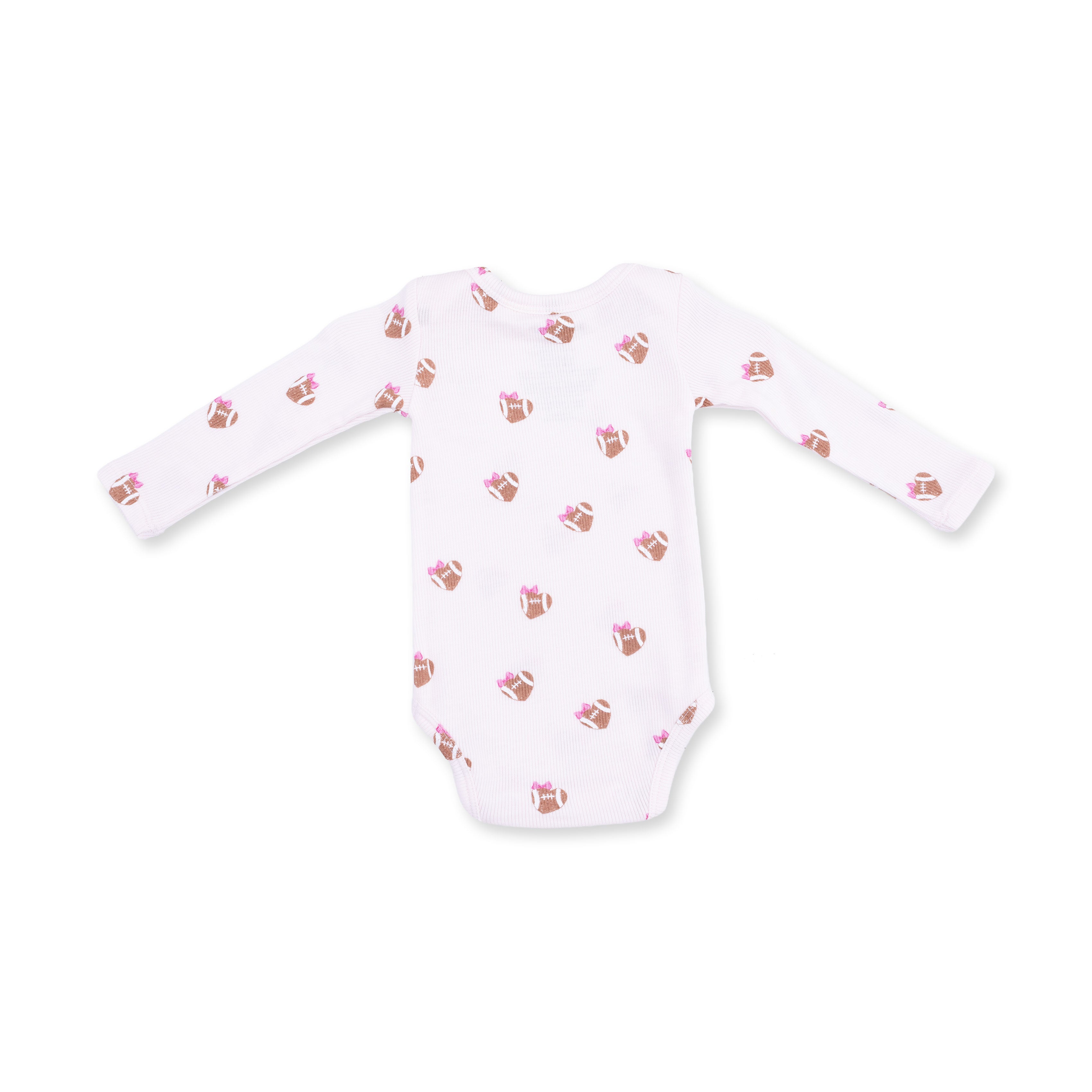 Long Sleeve Bodysuit -  Mini Football Hearts