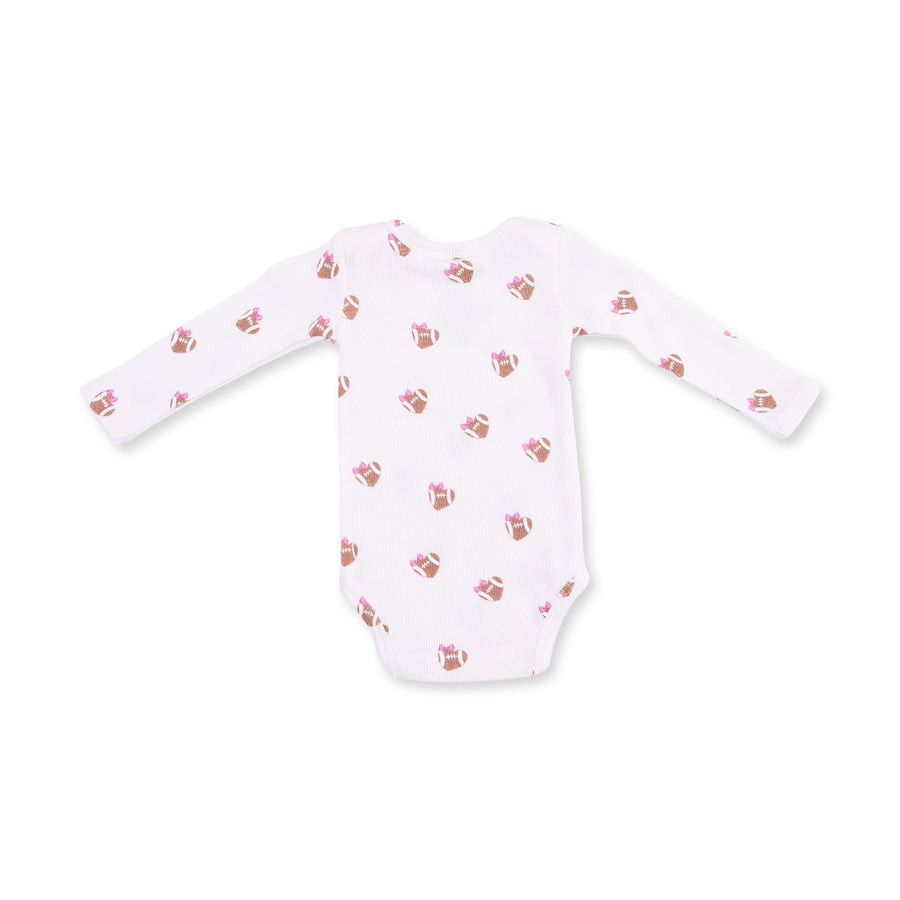 Long Sleeve Bodysuit -  Mini Football Hearts