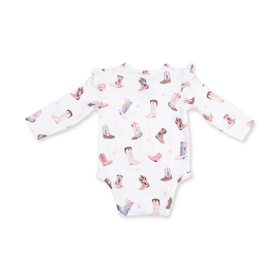Ruffle Sleeve Bodysuit with Shoulder Snap -  Buckarette Boots