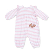 Ruffle Snap Sleeve Romper - Football Stripe