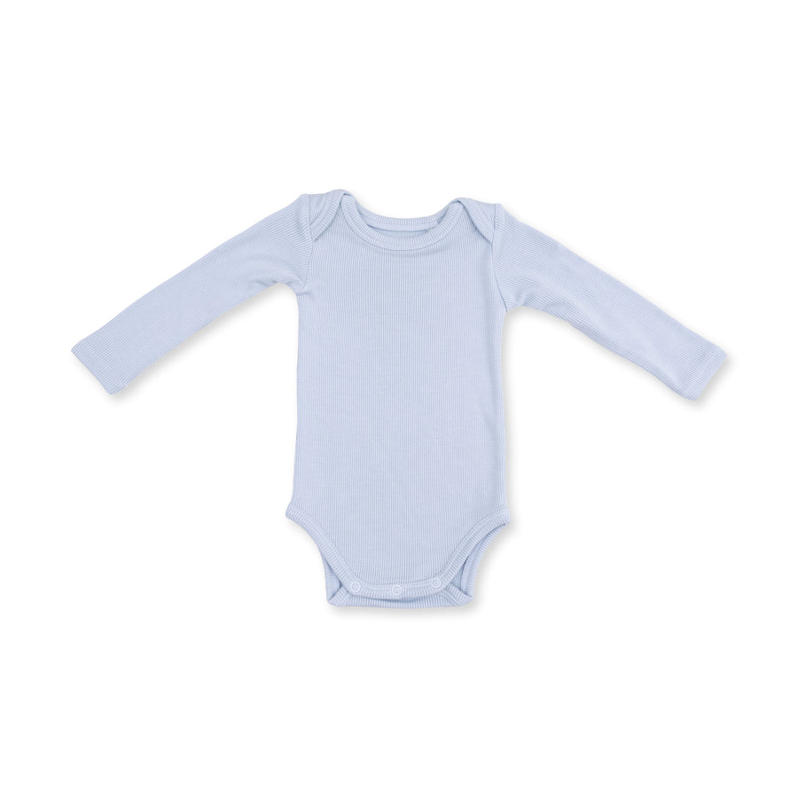 Ribbed Long Sleeve Bodysuit -  Sheer Blue