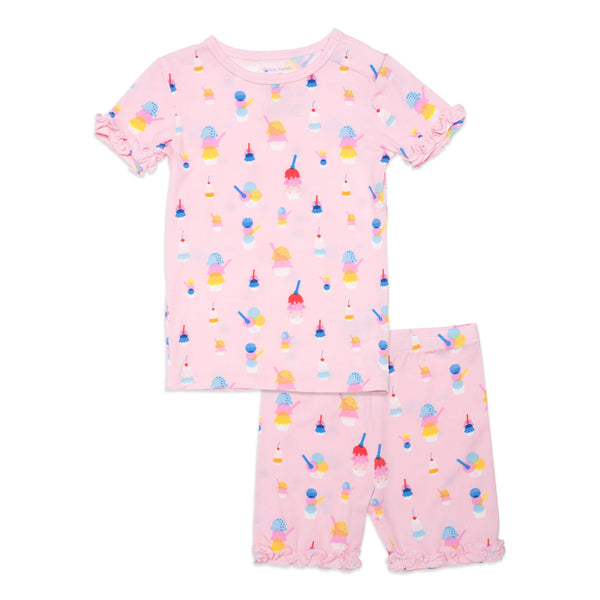 Modal Magnetic Short Sleeve Toddler Pajamas - Pink Sundae Funday