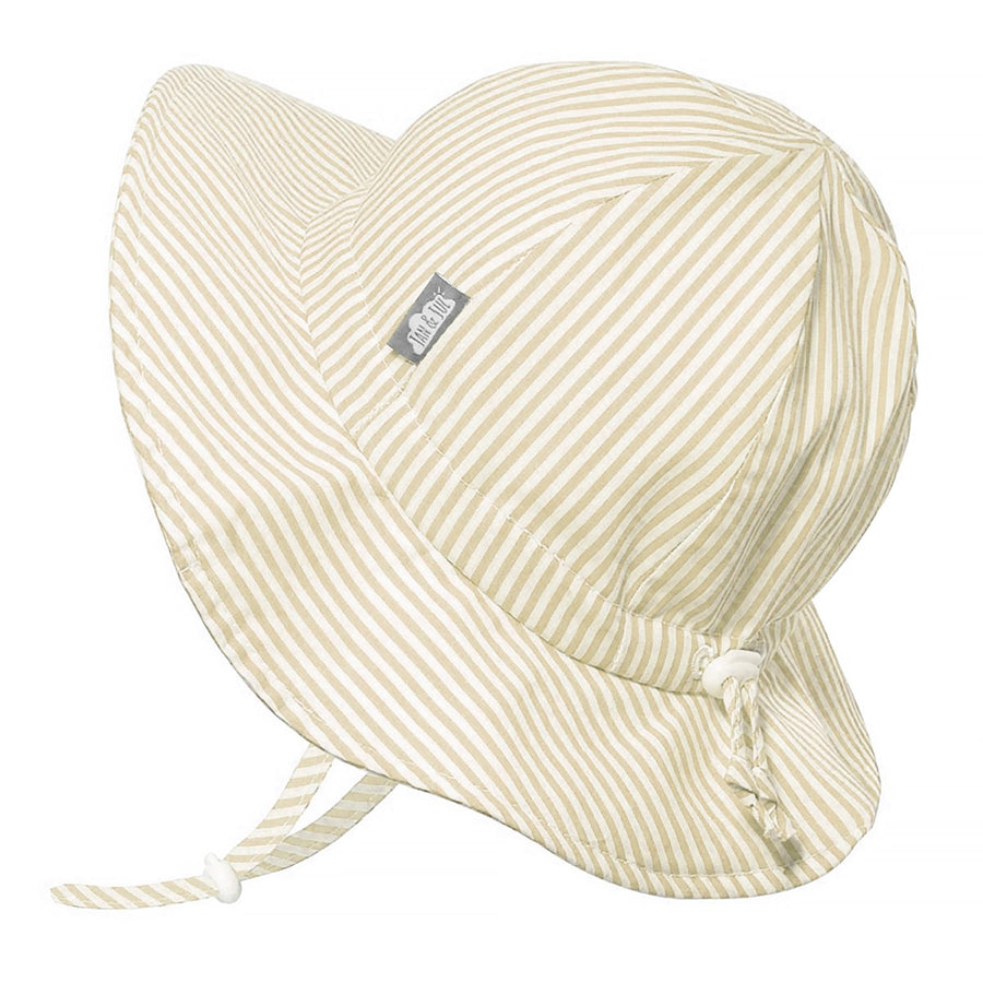 Cotton Floppy Hat - Beige Stripes