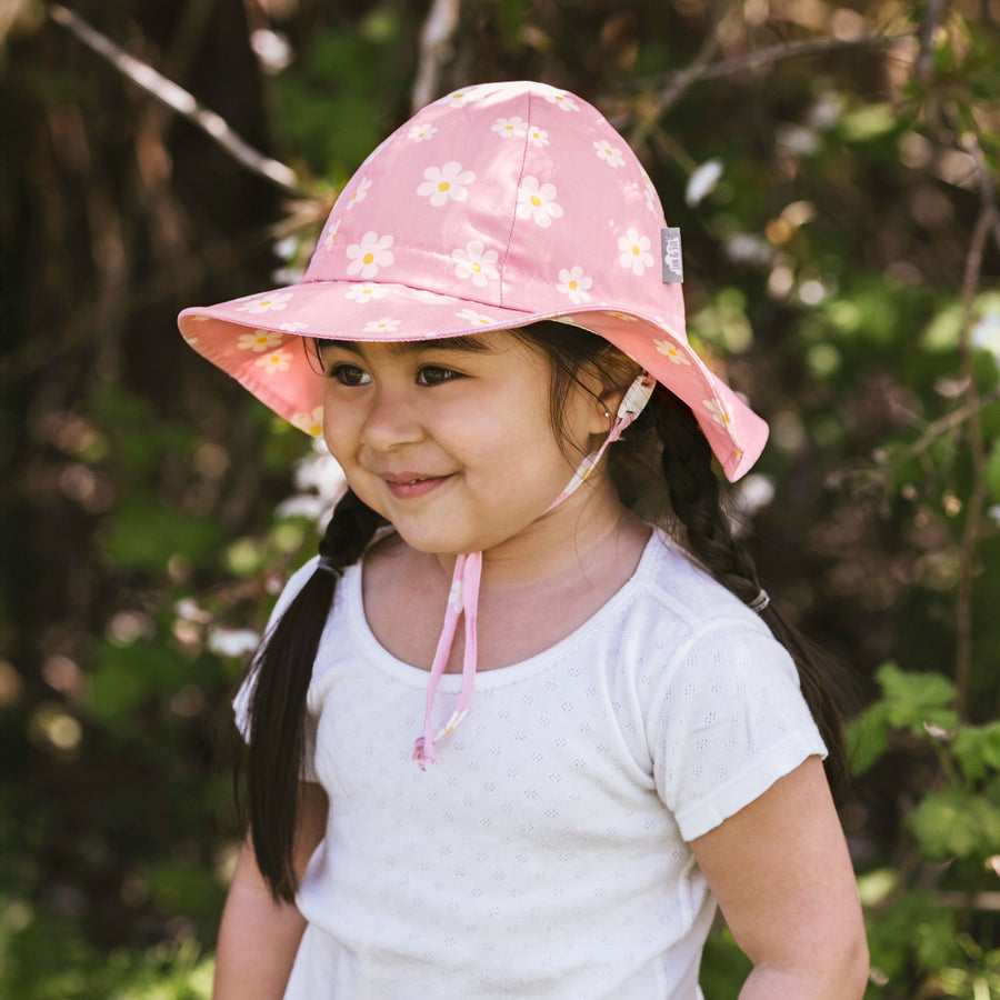 Cotton Floppy Hat - Pink Daisy