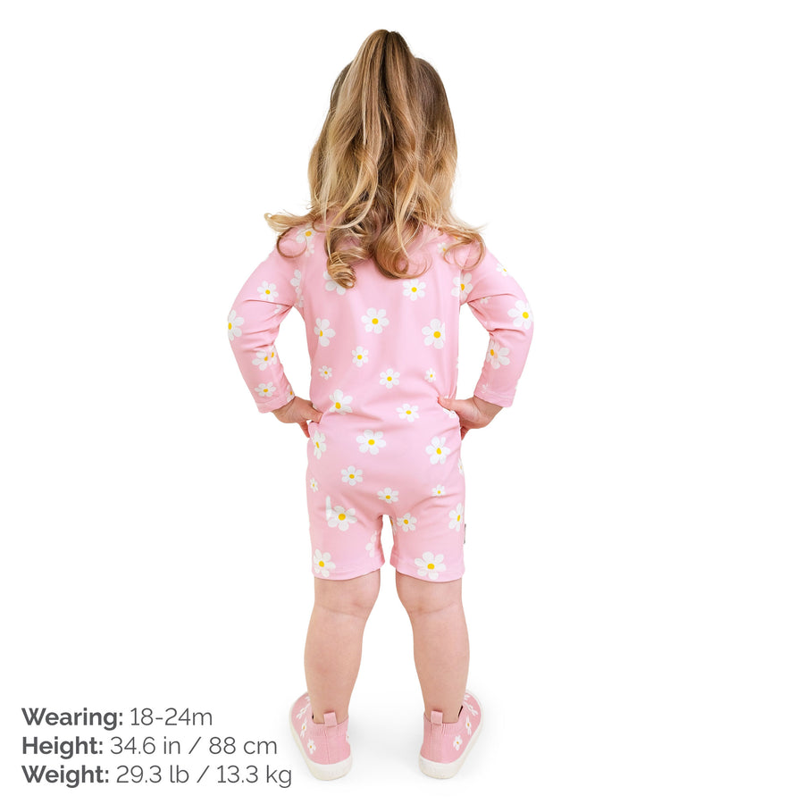 Long Sleeve UV Jumpsuit - Pink Daisy