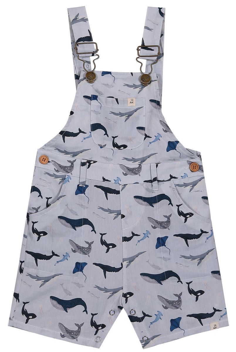 Galleon Woven Overalls - Whales