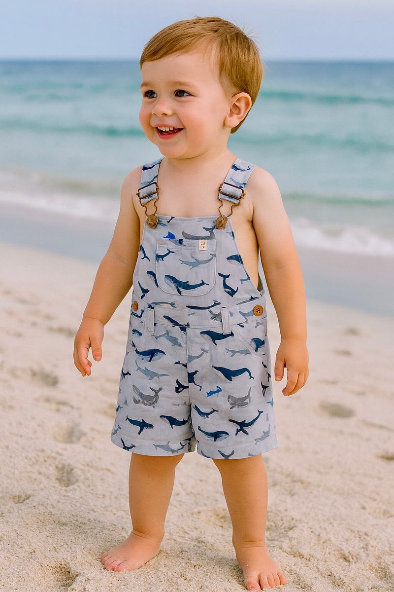 Galleon Woven Overalls - Whales