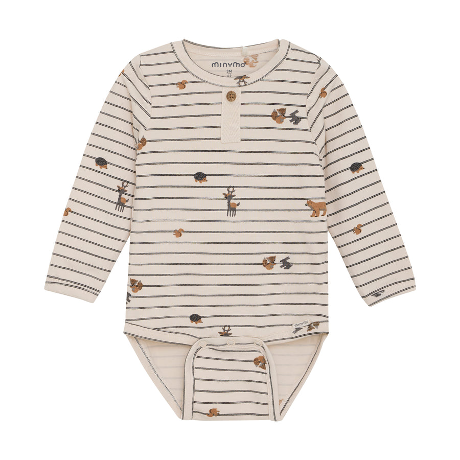 Long Sleeve Bodysuit - Woodland Stripe