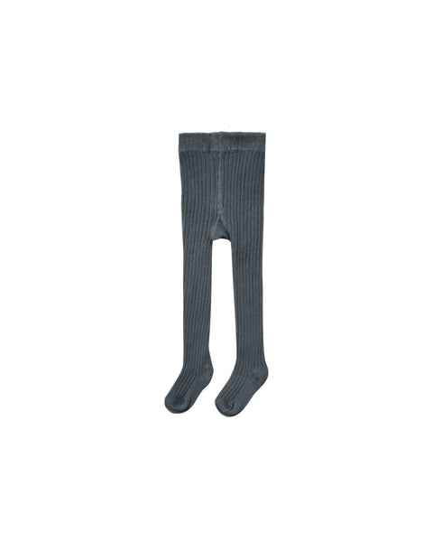 Solid Ribbed Tights - Indigo