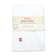 Solid Organic Cotton Burp Cloth Five Pack - White