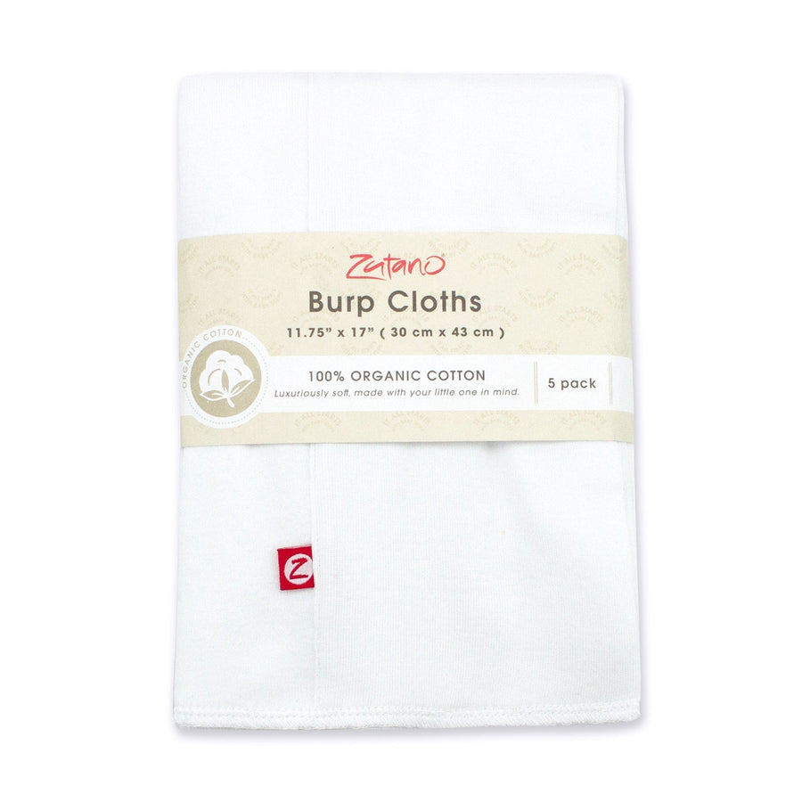 Solid Organic Cotton Burp Cloth Five Pack - White