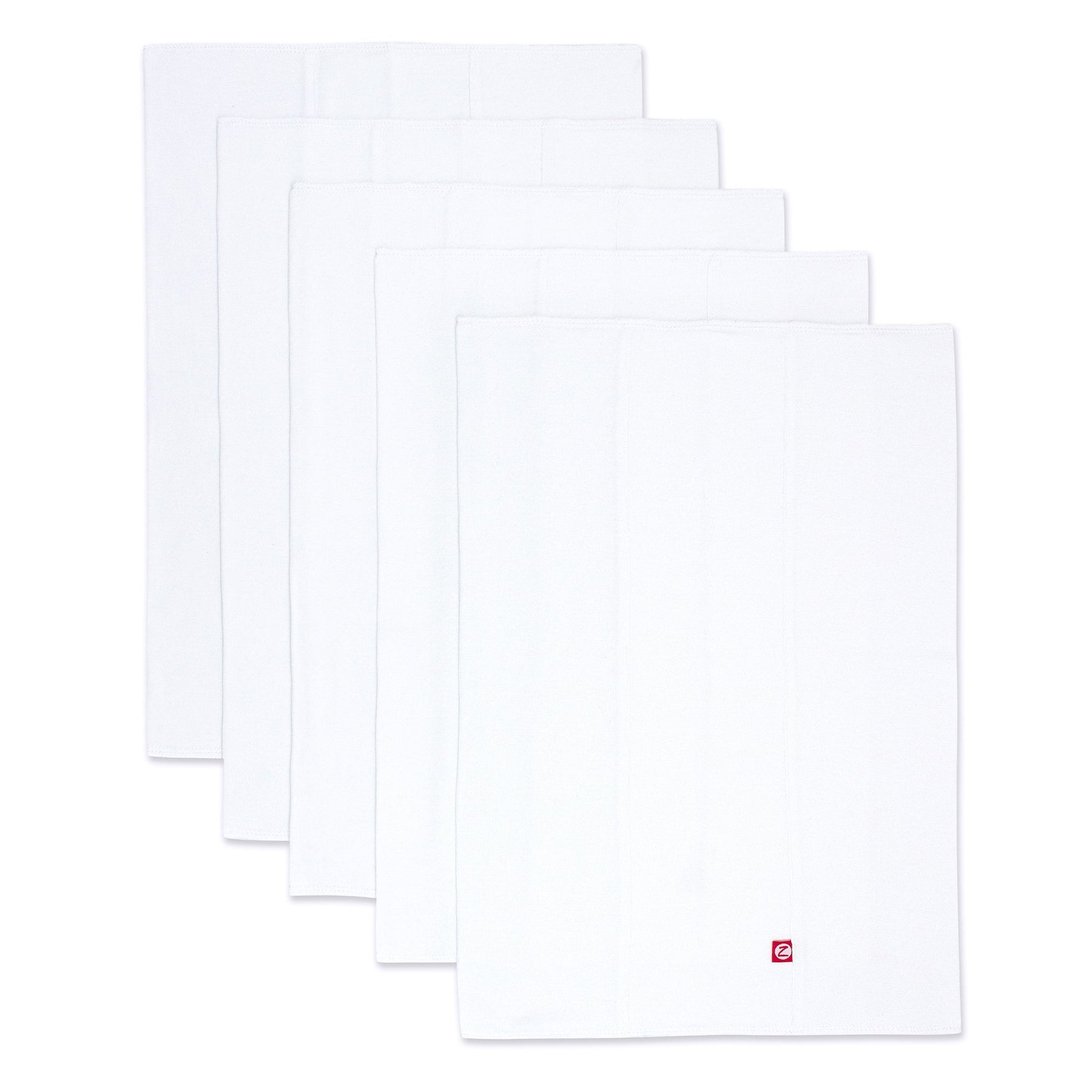 Solid Organic Cotton Burp Cloth Five Pack - White