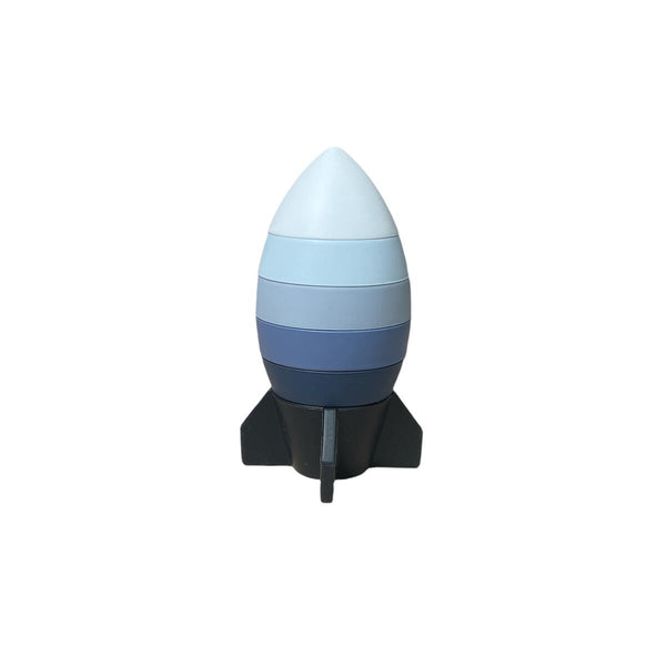 Rocket Ship Silicone Stacker - Blue