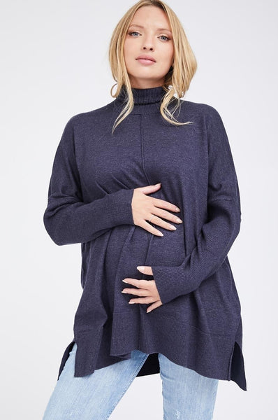 Tory Knit Maternity Sweater - Blue
