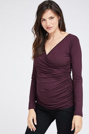 Cross Over Maternity/Nursing Top - Maroon