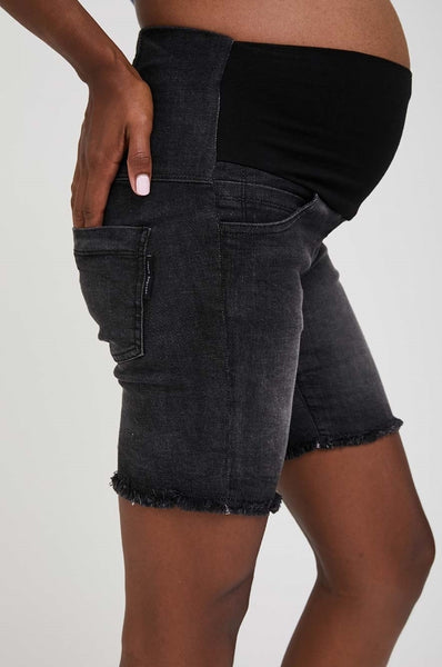 Olivia High Rise Denim Shorts - Black
