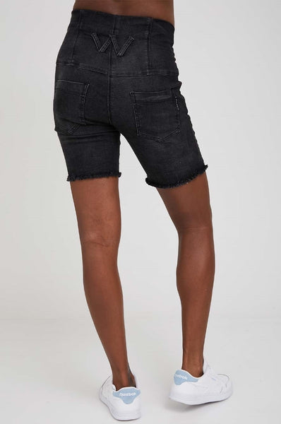 Olivia High Rise Denim Shorts - Black